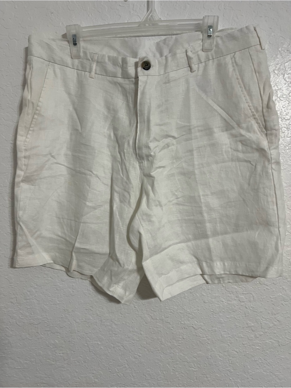Tasso Elba Chino Shorts Men's Waist 36 White 100% Linen 9” Inseam #151